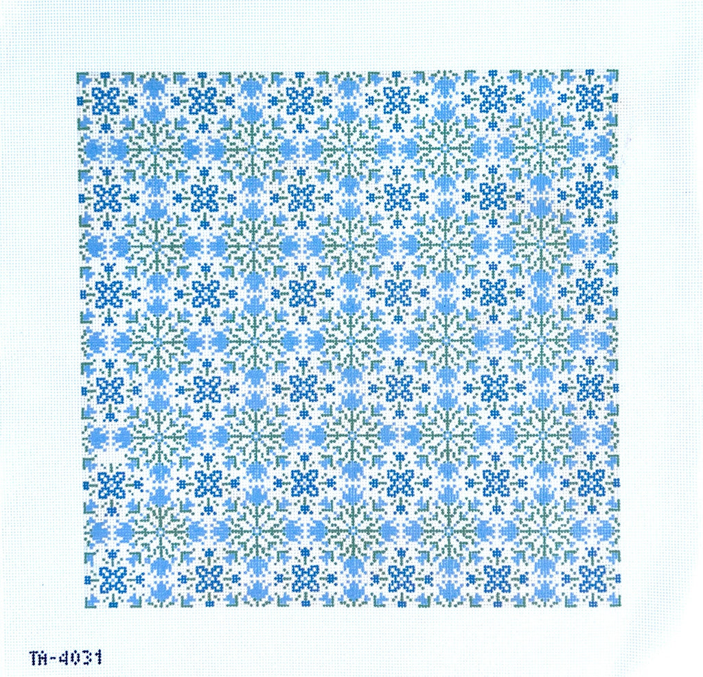 Folk Tulip Snowflake Pattern Pillow Canvas - KC Needlepoint
