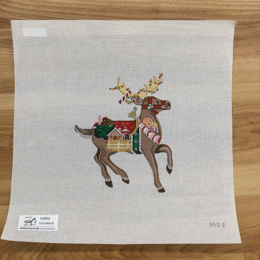 Dasher with Candy Canvas - needlepoint