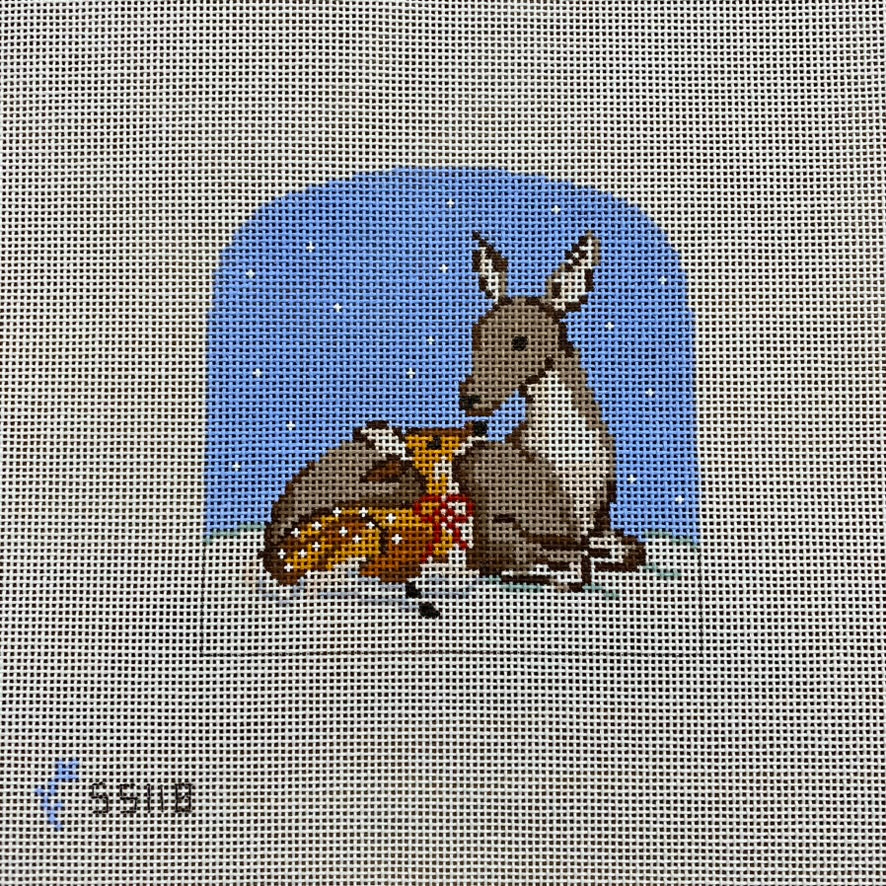 Christmas Forest Mother and Baby Deer Canvas - KC Needlepoint