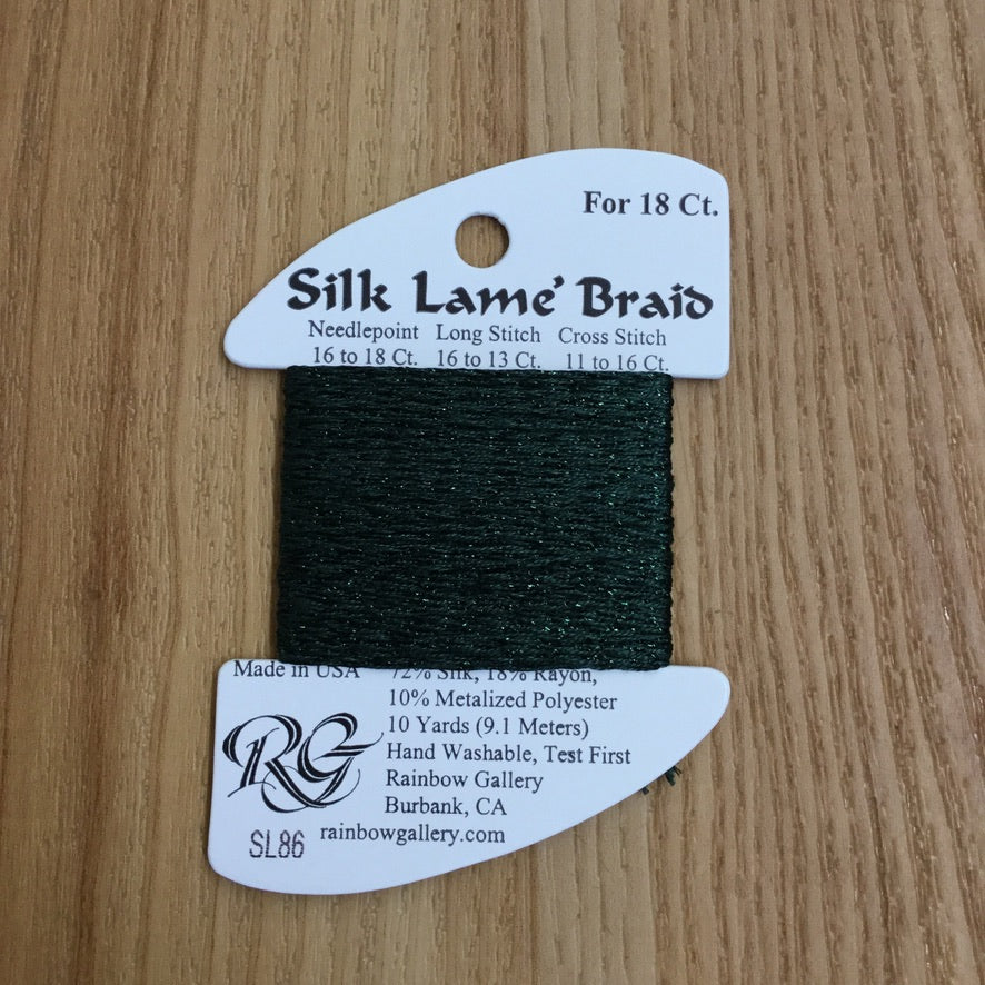 Silk Lamé Braid SL86 Deep Forest Green - needlepoint