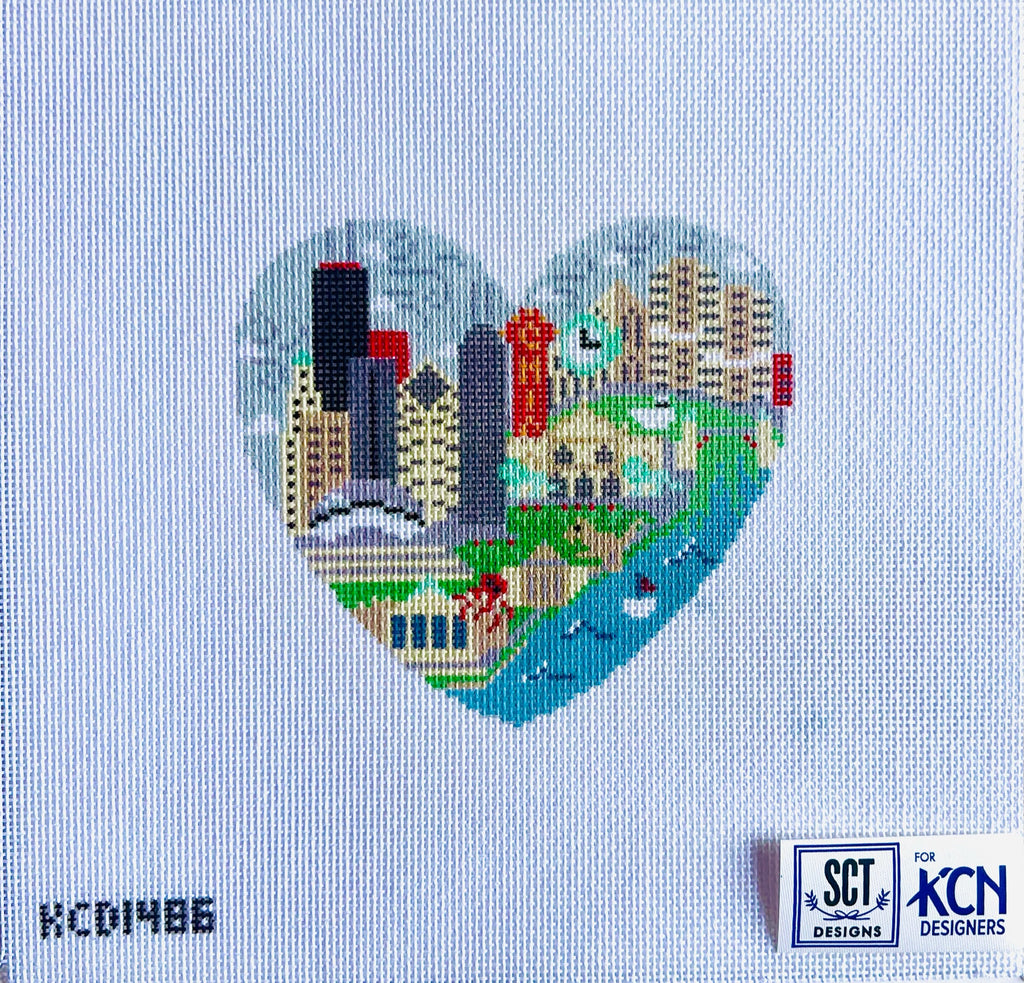 Chicago Heart Canvas - KC Needlepoint