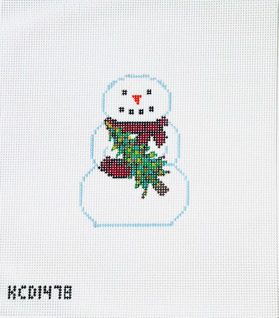 Snowman with Tree Canvas - KC Needlepoint