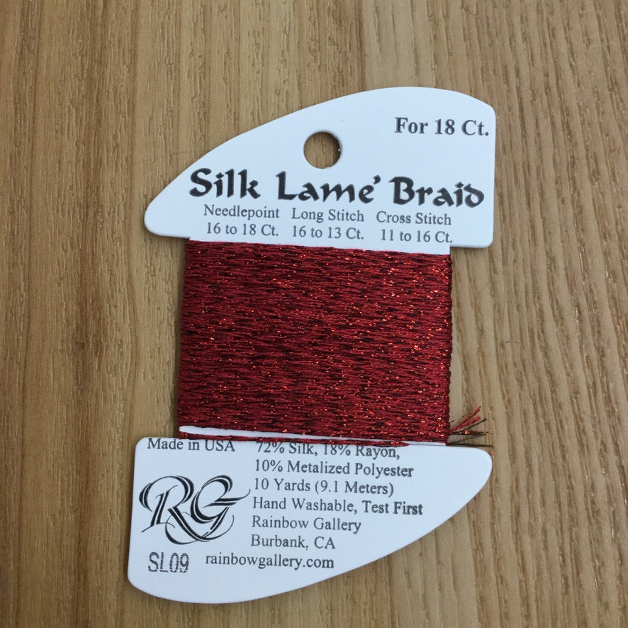 Silk Lamé Braid SL09 Dark Red - KC Needlepoint