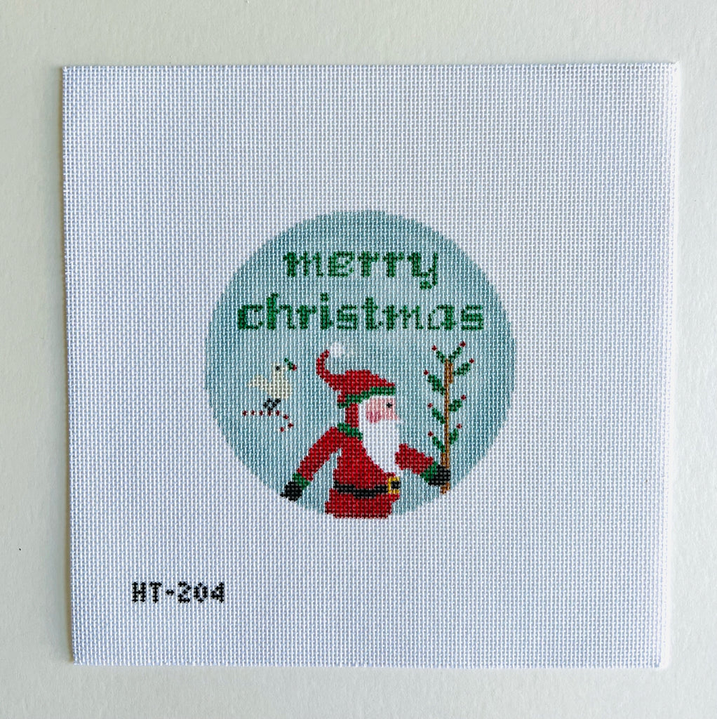 Merry Christmas Round Canvas - KC Needlepoint