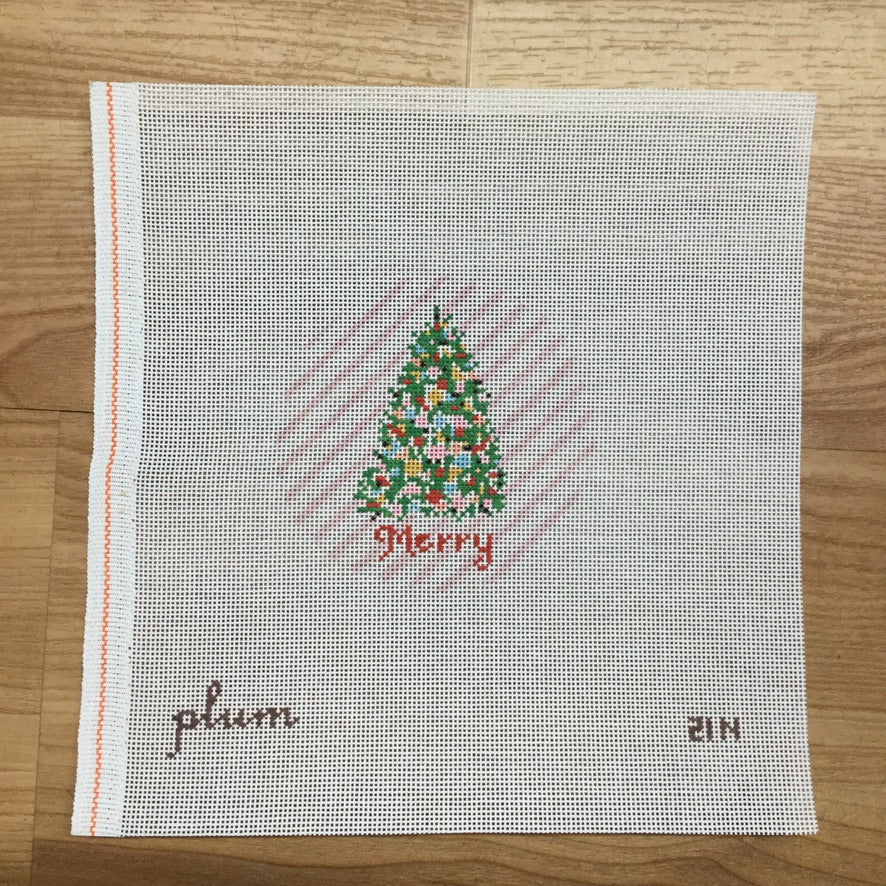 Plum Christmas Merry Round Canvas - KC Needlepoint