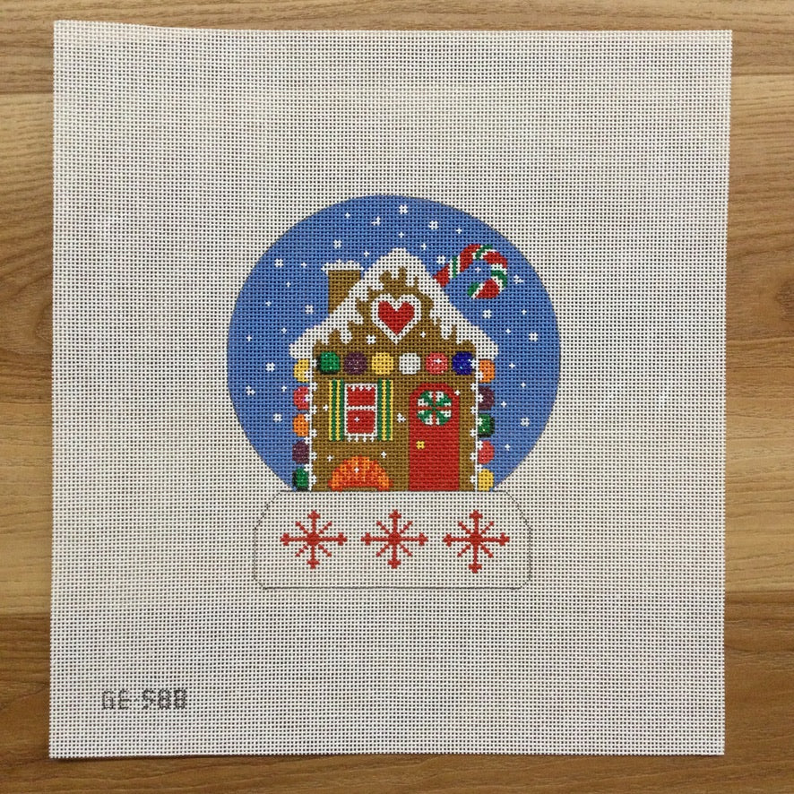 Gingerbread House Snow Globe Canvas - KC Needlepoint