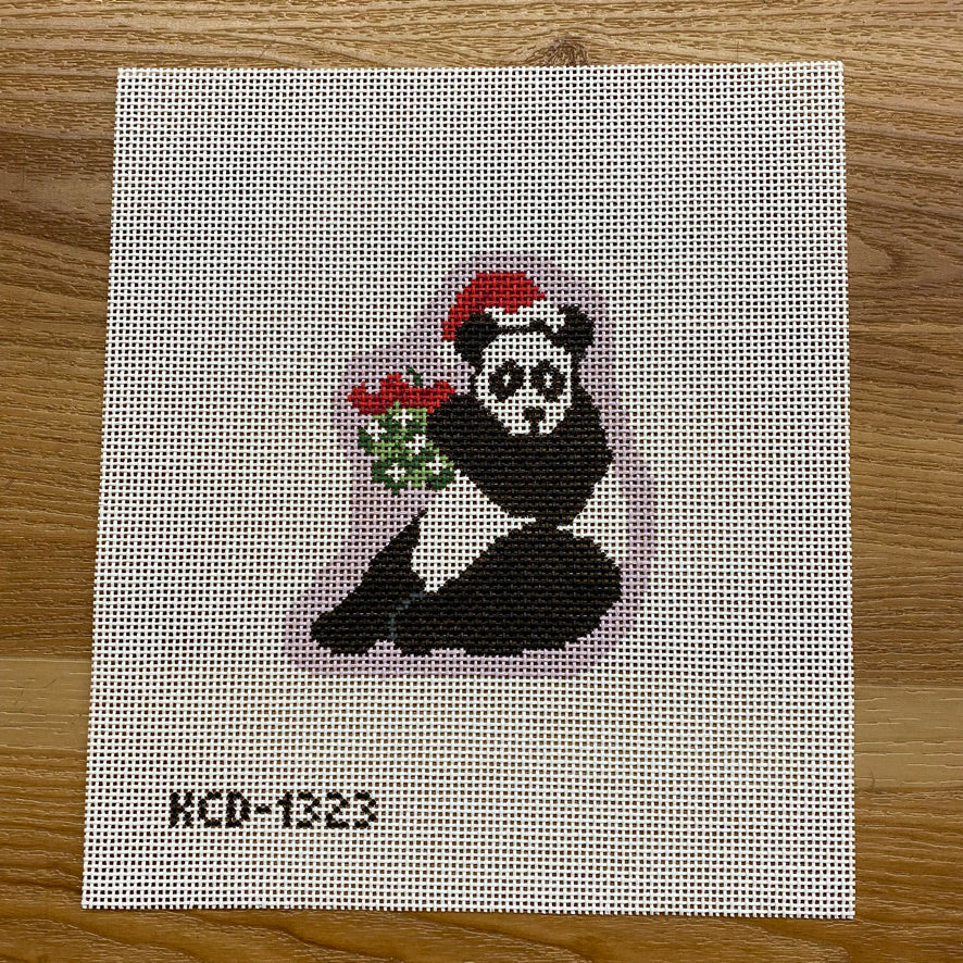 Holiday Panda Ornament Canvas - KC Needlepoint