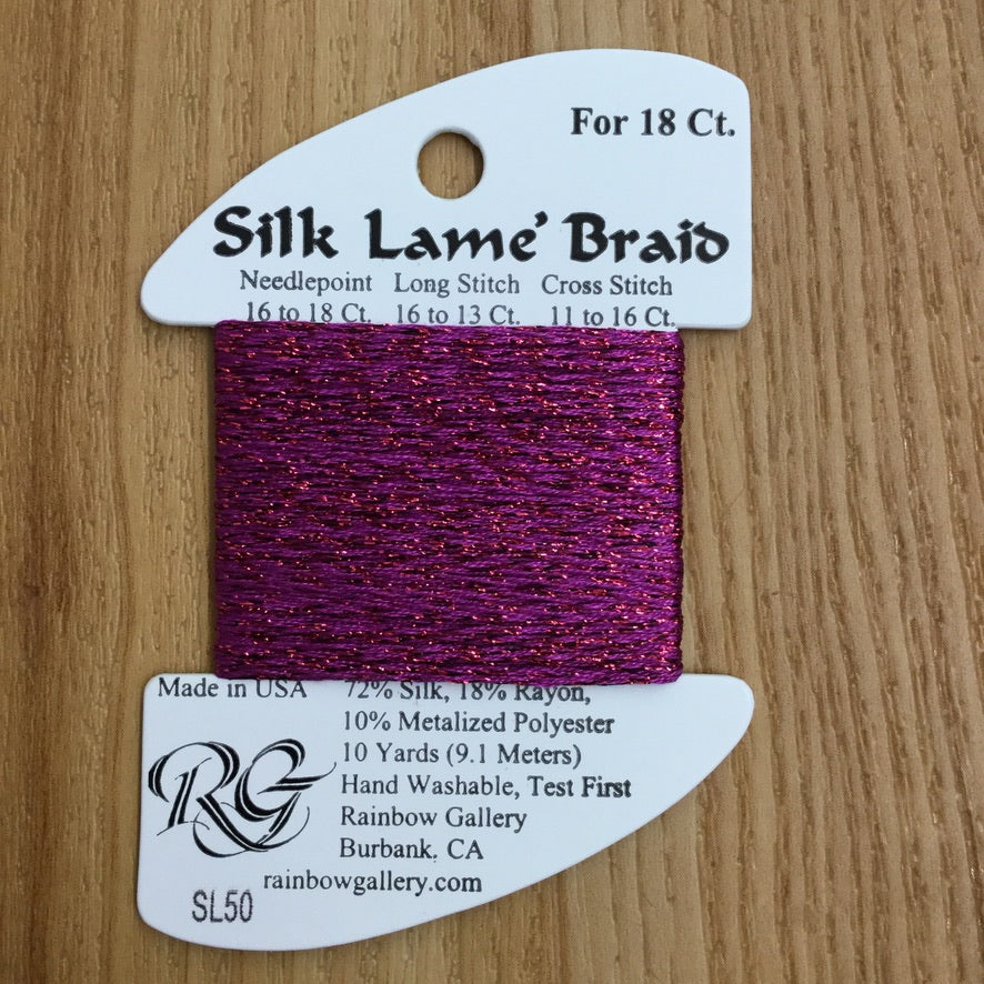 Silk Lamé Braid SL50 Fuchsia - KC Needlepoint