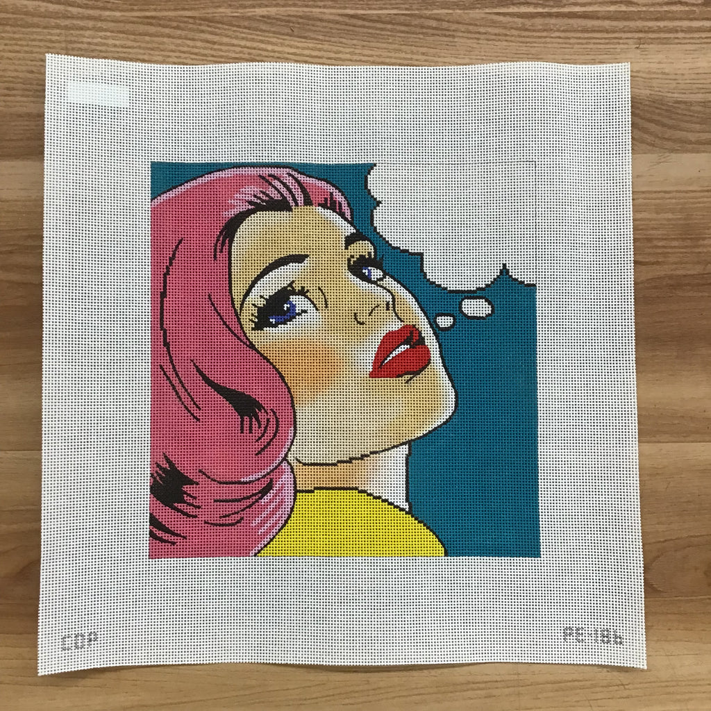 Woman with Dream Bubble Canvas - KC Needlepoint