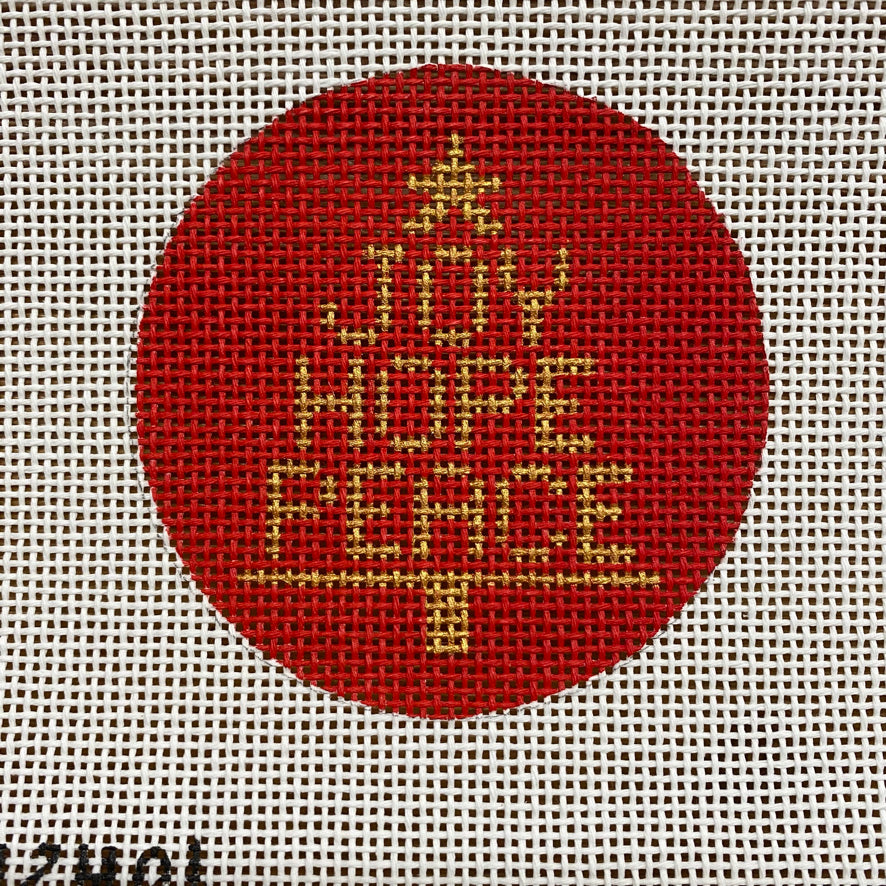 Joy Hope Peace Round Canvas - KC Needlepoint