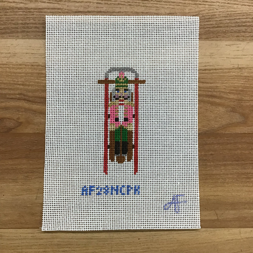 Sled with Pink Nutcracker Canvas - KC Needlepoint