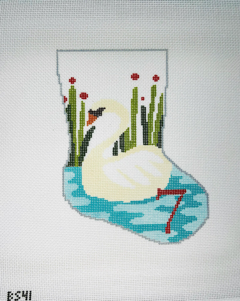 Seven Swans A Swimming Ornament Sized Stocking Canvas - KC Needlepoint