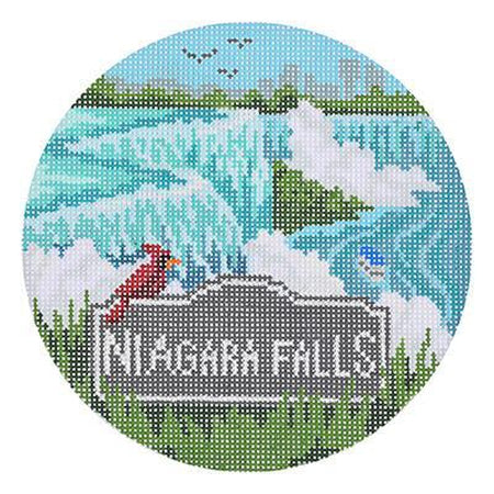 Niagara Falls Travel Round Canvas - KC Needlepoint