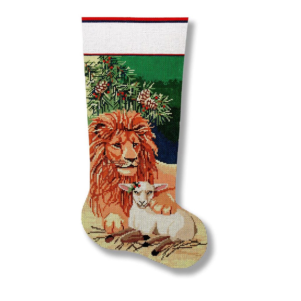 Lion and Lamb Stocking Canvas - KC Needlepoint