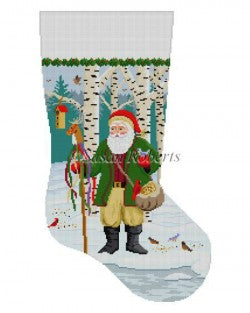 Santa Feeding the Birds Stocking Canvas - KC Needlepoint