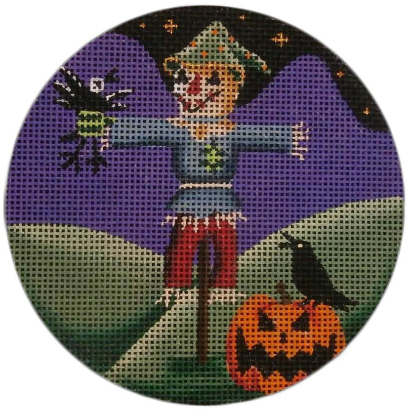 Scarecrow Round Canvas - KC Needlepoint