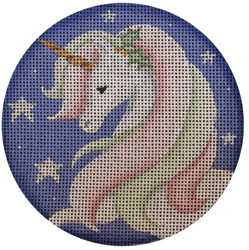 She Unicorn Round - needlepoint