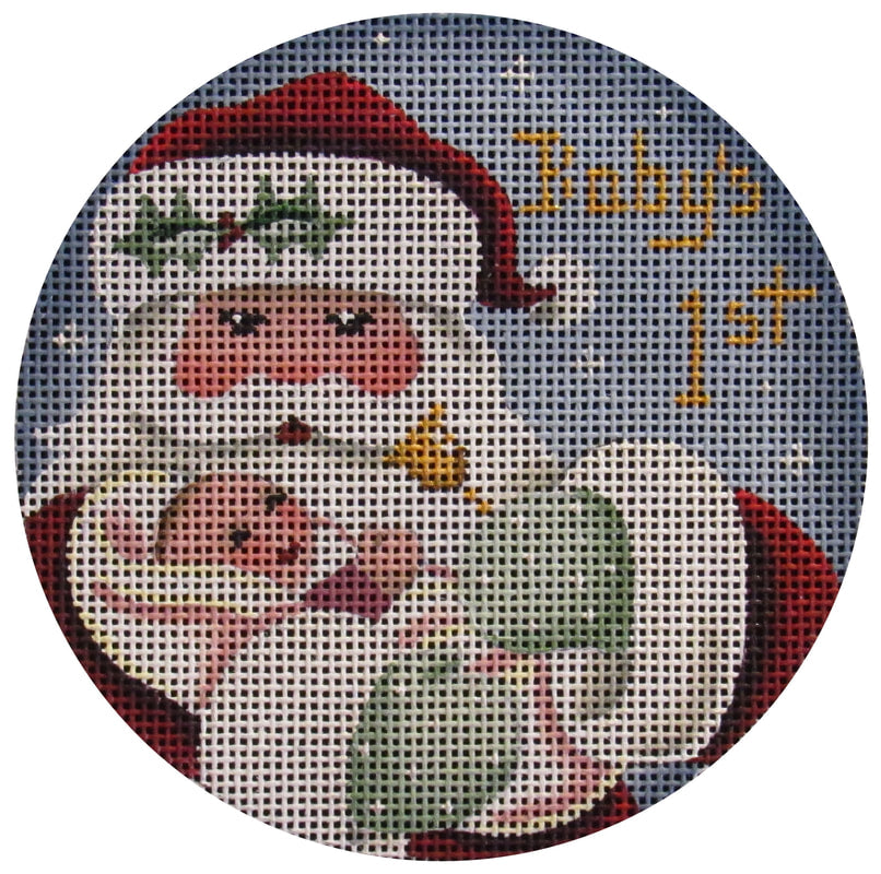 First Christmas Girl Round - needlepoint