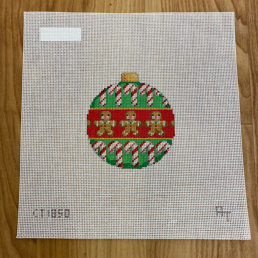 Gingerbread Men and Candy Canes Ball Canvas - KC Needlepoint