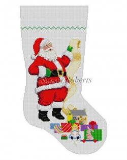 Santa with List Girl Toys Stocking Canvas - KC Needlepoint