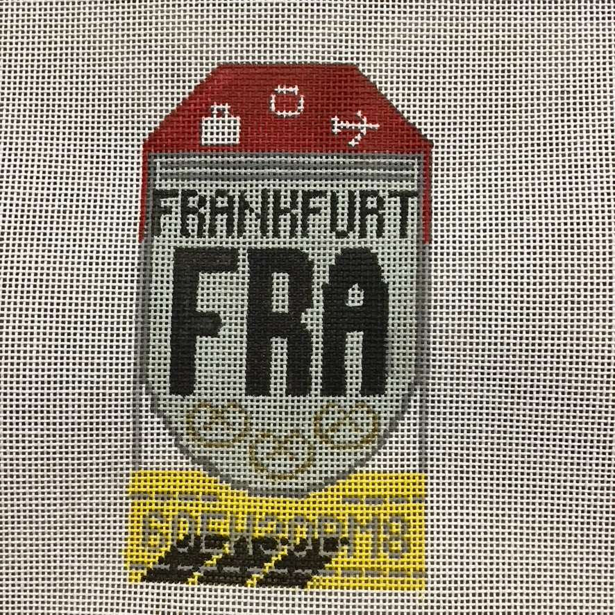 Frankfurt Vintage Travel Tag Canvas - KC Needlepoint