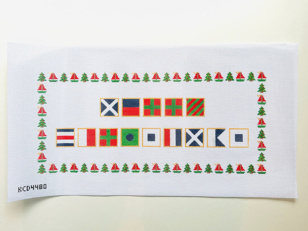 Nautical Flags Merry Christmas Canvas - KC Needlepoint