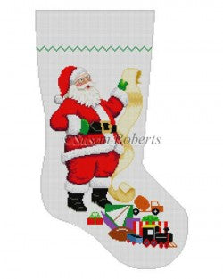 Santa with List Boy Toys Stocking Canvas - KC Needlepoint