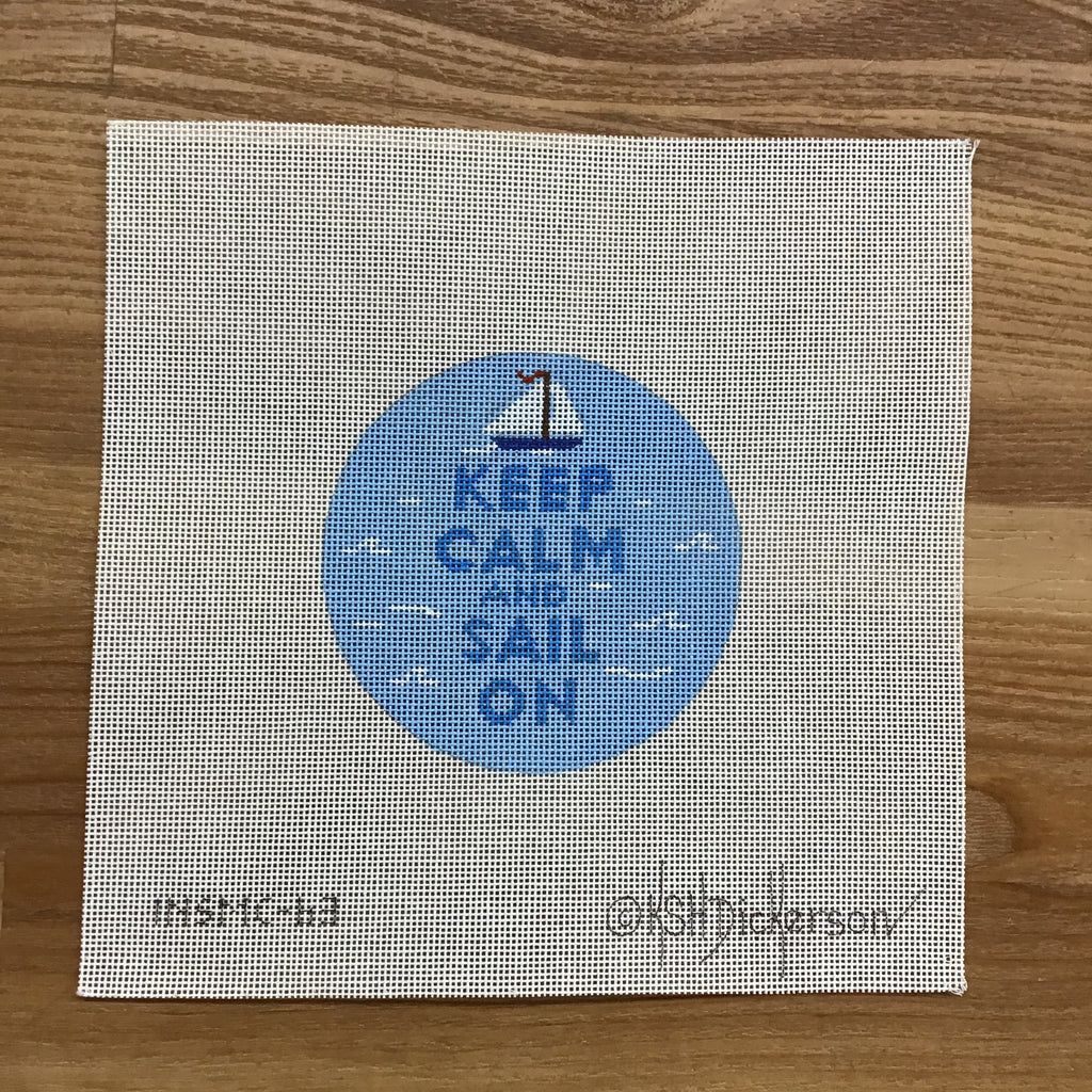 Keep Calm and Sail On Round Canvas - KC Needlepoint