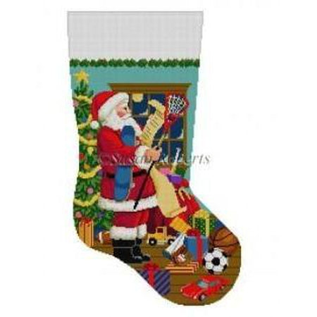 Santa's List Lacrosse Stocking - KC Needlepoint