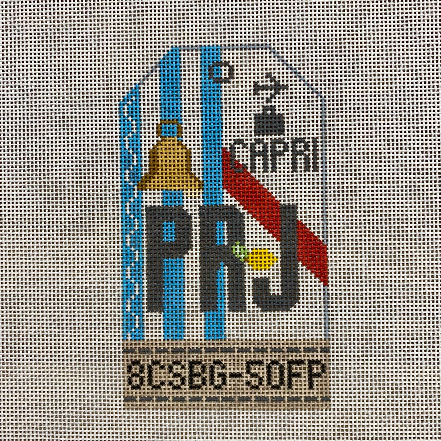 Capri Vintage Travel Tag Canvas - KC Needlepoint