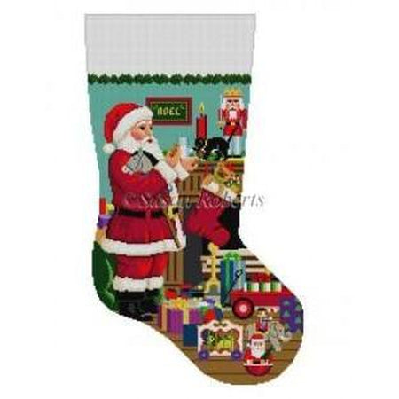 Santa's Milk and Cookies Stocking - KC Needlepoint