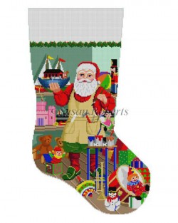 Santa Painting Ark Stocking Canvas - KC Needlepoint
