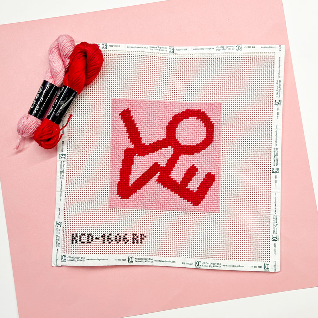 Lovevolve Pink and Red Canvas - KC Needlepoint