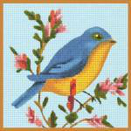Blue & Yellow Bird Needlepoint Canvas - KC Needlepoint