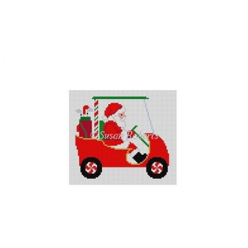 Golf Cart Santa Canvas - KC Needlepoint