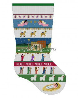 Nativity Stripe Stocking Canvas - KC Needlepoint