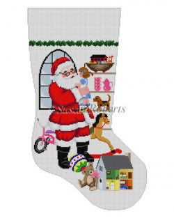 Standing Santa in Front of Window Stocking Canvas - KC Needlepoint