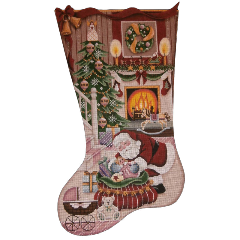 Christmas by the Fire Stocking Canvas - KC Needlepoint
