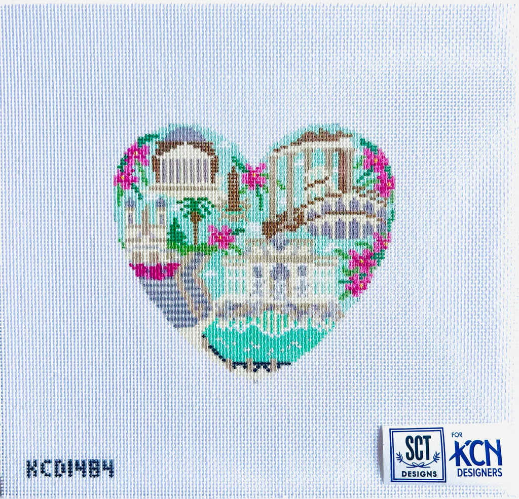 Rome Heart Canvas - KC Needlepoint