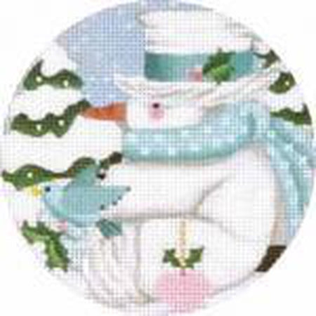White Winter Snowman Needlepoint Canvas - KC Needlepoint