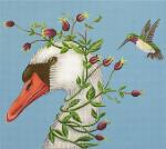 Swan and Hummer Needlepoint Canvas - KC Needlepoint