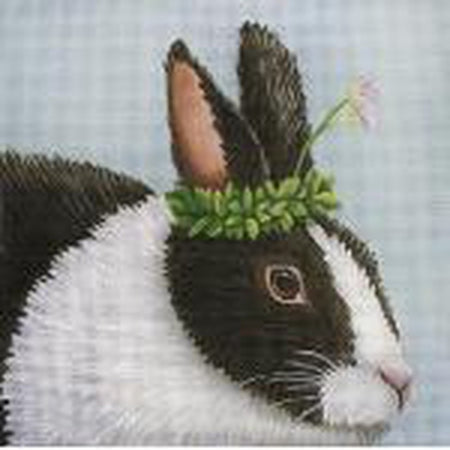 Black and White Bunny Needlepoint Canvas - KC Needlepoint