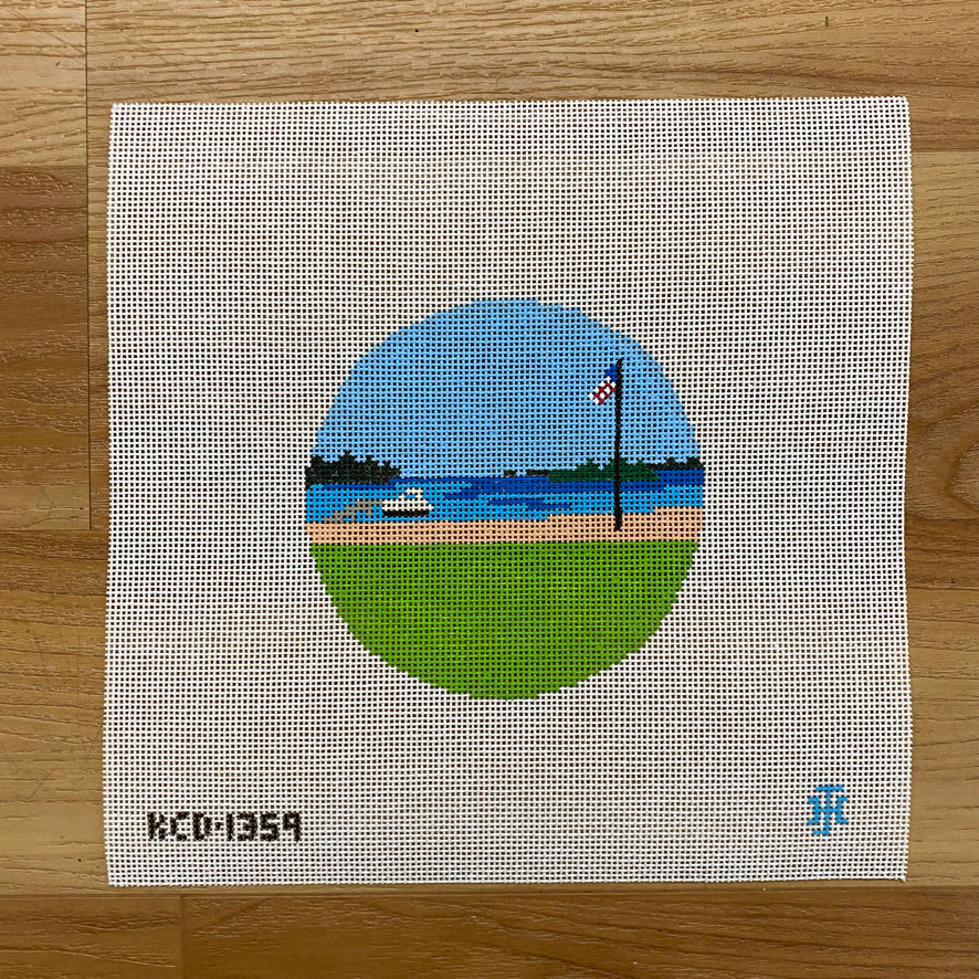 Golf at the Lake Ornament Canvas - KC Needlepoint