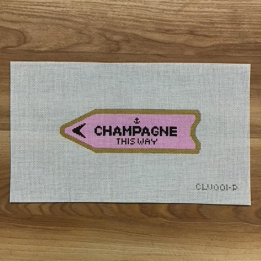 Champagne This Way Pink Canvas - KC Needlepoint
