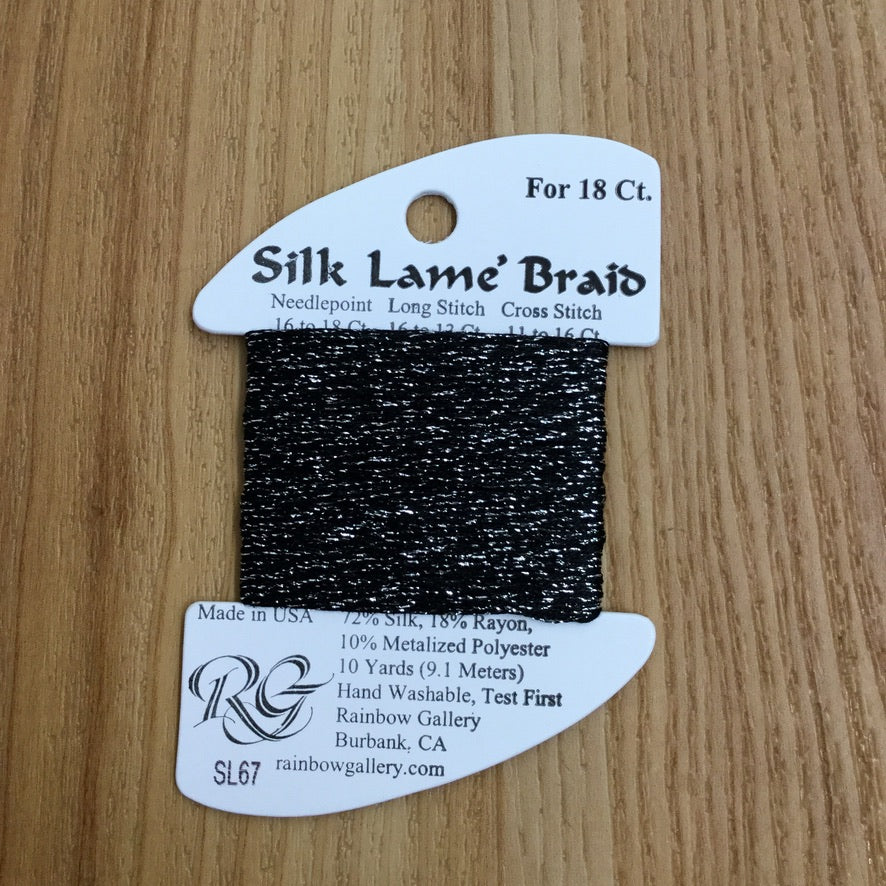 Silk Lamé Braid SL67 Antique Silver - needlepoint