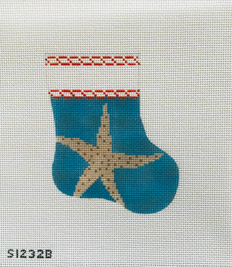 Starfish Mini Sock Canvas - KC Needlepoint