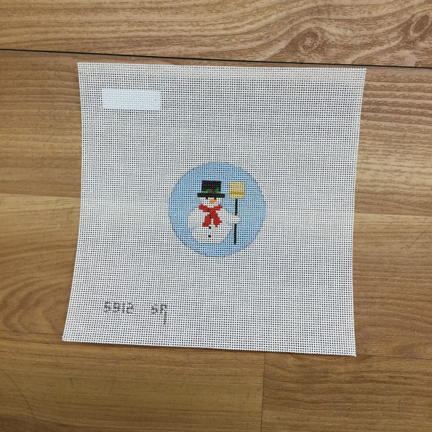 Snowman Round Canvas - KC Needlepoint