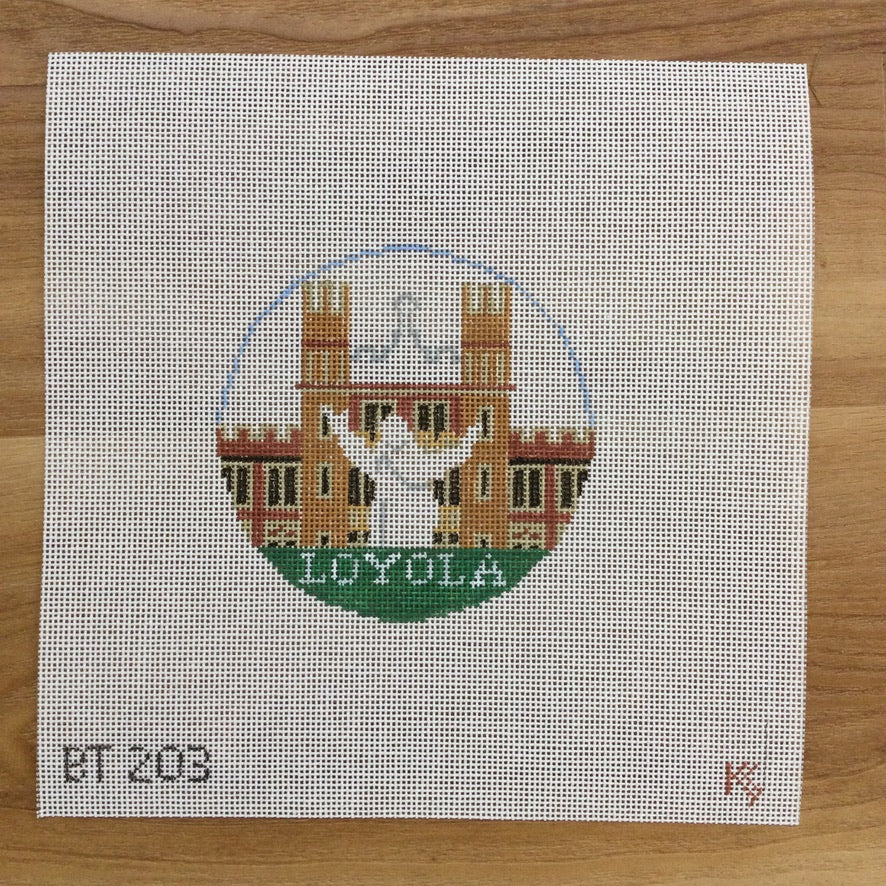 Loyola Round Canvas - needlepoint