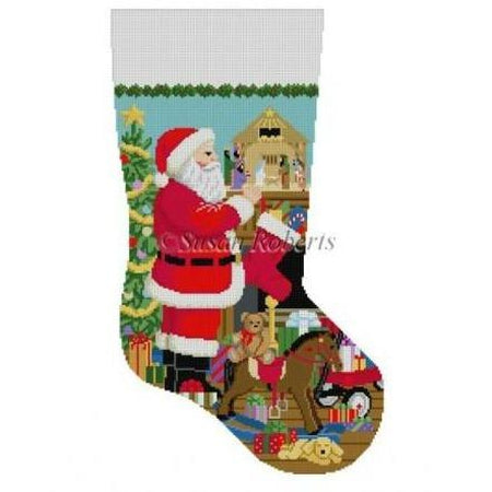 Nativity Santa Stocking - KC Needlepoint