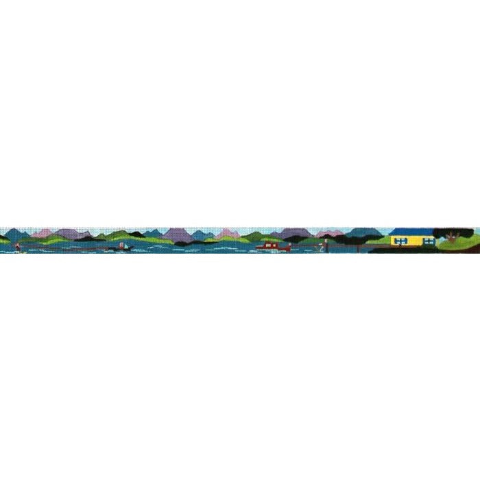 Water Skiing Scene Needlepoint Belt Canvas - KC Needlepoint